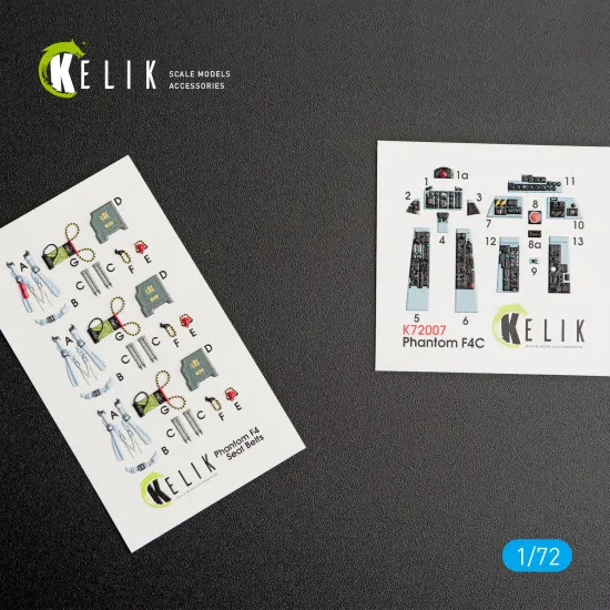 Kelik K72007 - 1/72 F-4C Phantom II interior 3D decals for FineMolds kit