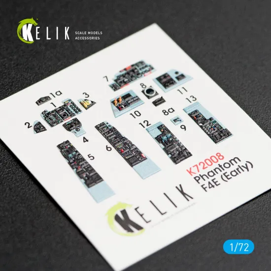 Kelik K72008 - 1/72 F-4E Phantom II interior 3D decals for FineMolds kit