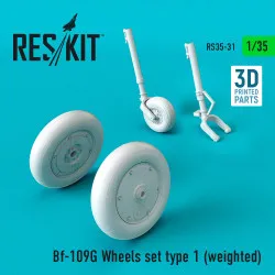 Reskit RS35-0031 - 1/35 Bf-109G Wheels set type 1 (weighted), scale model kit