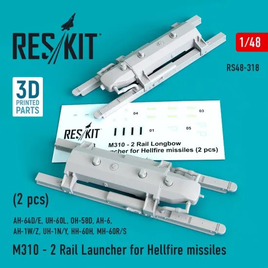 Reskit RS48-0318 - 1/48 M310 - 2 Rail Launcher for Hellfire missiles (2 pcs)