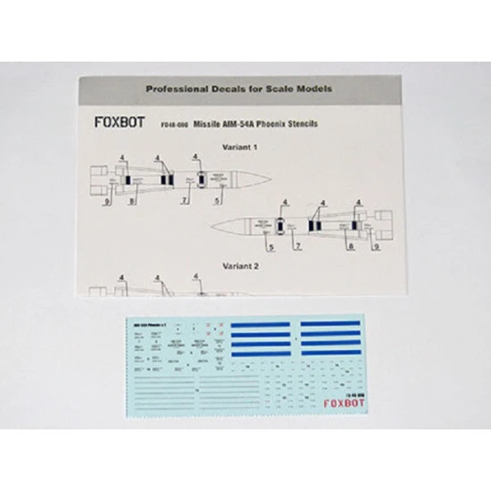 Foxbot 48-080 - 1/48 Missile AIM-54A Phoenix Stencils Decal, scale model kit