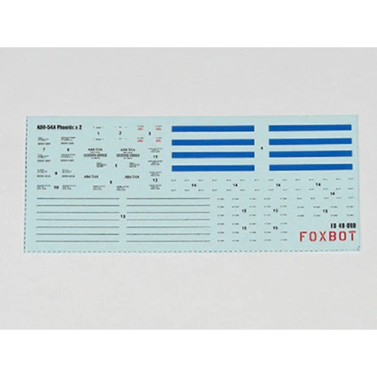 Foxbot 48-080 - 1/48 Missile AIM-54A Phoenix Stencils Decal, scale model kit
