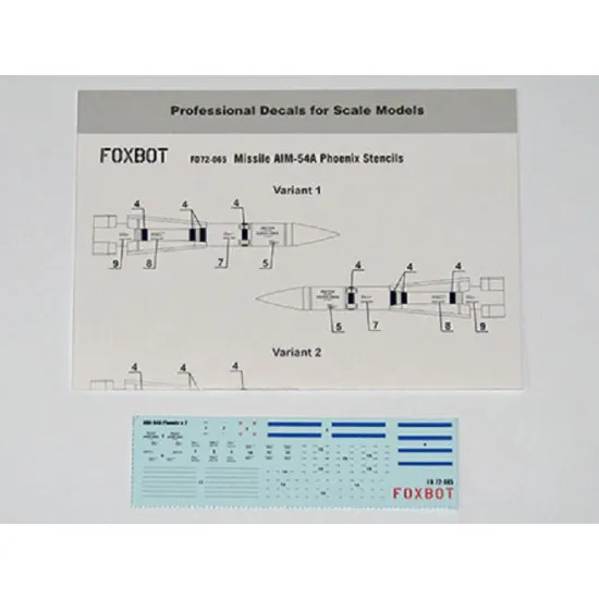 Foxbot 72-065 - 1/72 Missile AIM-54A Phoenix Stencils, scale model kit