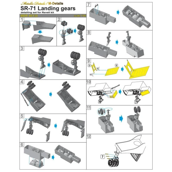 Metallic Details MDR48138 - 1/48 SR-71 Blackbird. Landing gears (for Revell kit)