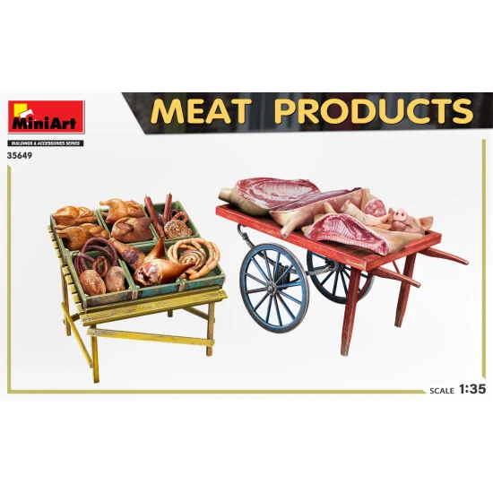 Miniart 35649 - 1/35 MEAT PRODUCTS scale model kit. Box size 260x162x35