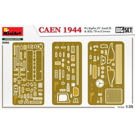 Miniart 36066 - 1/35 CAEN 1944 Pz.Kpfw.IV Ausf.H & Kfz.70 w/CREWS. BIG SET