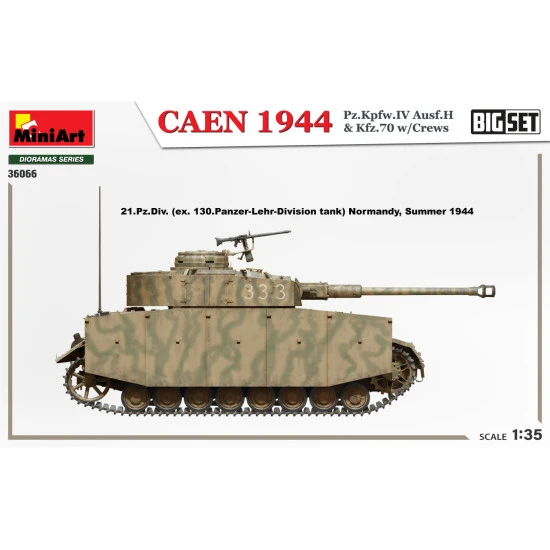 Miniart 36066 - 1/35 CAEN 1944 Pz.Kpfw.IV Ausf.H & Kfz.70 w/CREWS. BIG SET