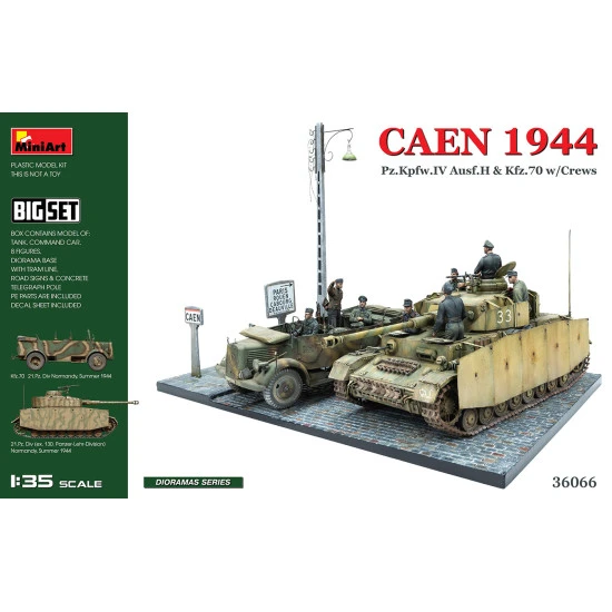 Miniart 36066 - 1/35 CAEN 1944 Pz.Kpfw.IV Ausf.H & Kfz.70 w/CREWS. BIG SET