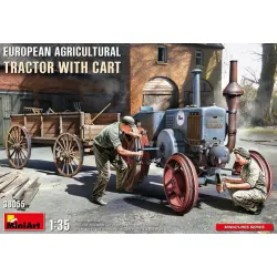 Us Stock Miniart 38055 - 1/35 European Agricultural Tractor With Cart Scale Model Kit