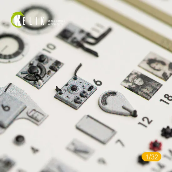 Kelik K32004 - 1/32 Yak-9T interior 3D decals for ICM kit (1/32) model kit