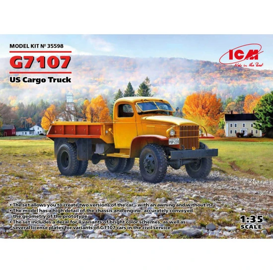 ICM 35598 - 1/35 G7107 Truck USA, scale plastic model kit (size: 77x164 mm)