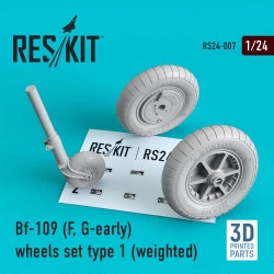 Reskit RS24-0007 - 1/24 Bf-109 (F, G-early) wheels set type 1 (weighted)