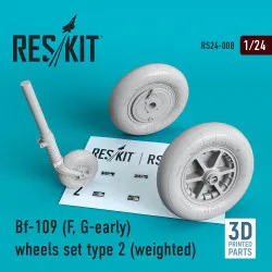 Reskit RS24-0008 - 1/24 Bf-109 (F, G-early) wheels set type 2 (weighted)