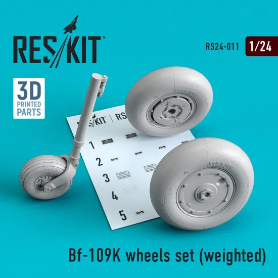 Reskit RS24-0011 - 1/24 Bf-109K wheels set (weighted) for scale model kit