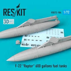 Reskit RSU72-0184 - 1/72 F-22 Raptor 600 gallons fuel tanks scale model kit