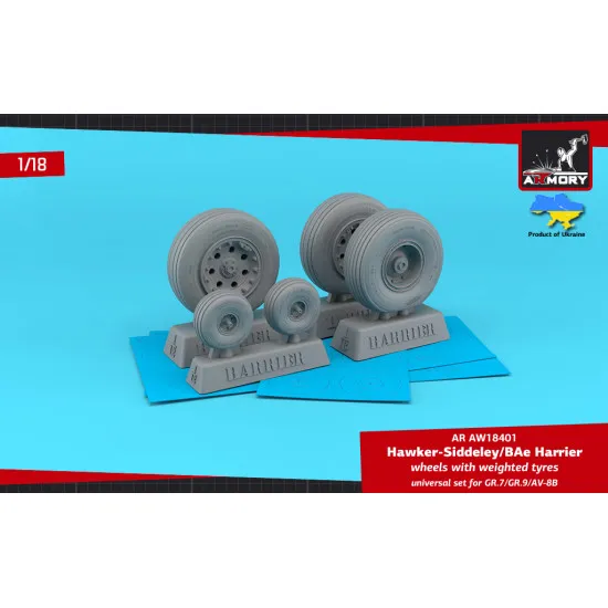 Armory AR-AW18401 - 1/18 H.S. Harrier GR.7/GR.9/AV-8B wheels w/ weighted tyres