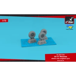 Armory AR-AW72365 - 1/72 CH-21 Shawnee wheels w/ weighted tyres