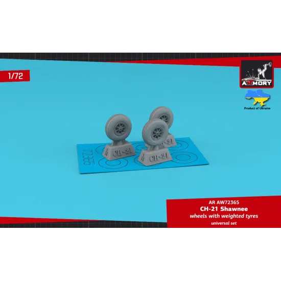 Armory AR-AW72365 - 1/72 CH-21 Shawnee wheels w/ weighted tyres