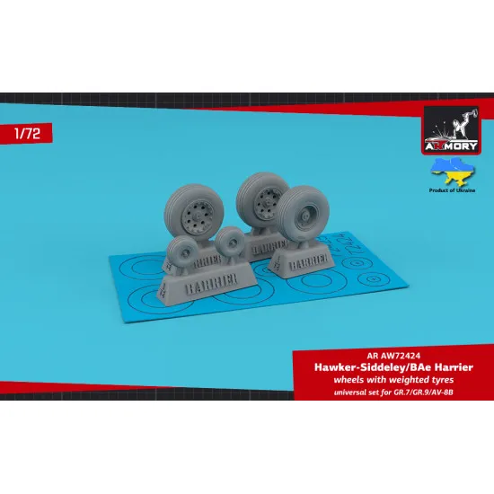 Armory AR-AW72424 - 1/72 H.S. Harrier GR.7/GR.9/AV-8B wheels w/ weighted tyres