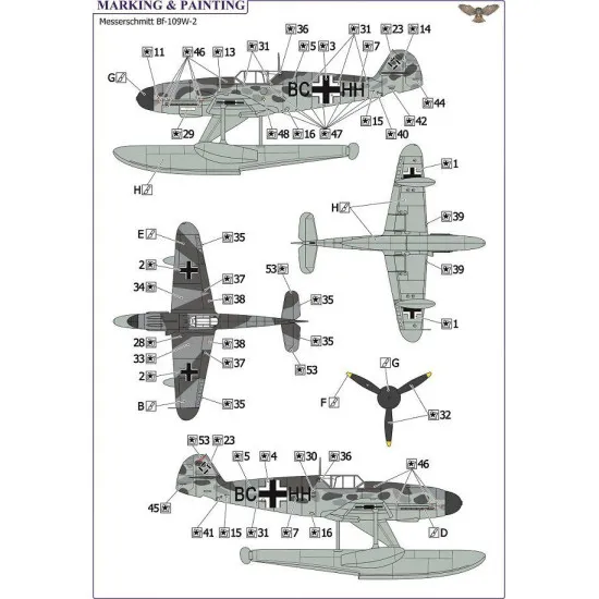 Sova Model 72039 - 1/72 Messerschmitt Bf.109 W-2 (+ beach trolley), scale model kit