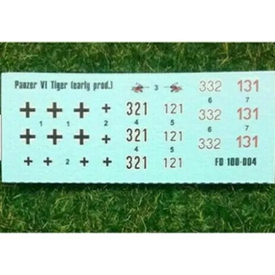 Foxbot 100-004 - 1/100 Tiger Decal for Pz.Kpfw VI Tiger (early production) Scale