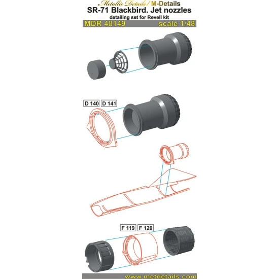Metallic Details MDR48149 - 1/48 SR-71 Blackbird. Jet nozzles (for Revell kit)