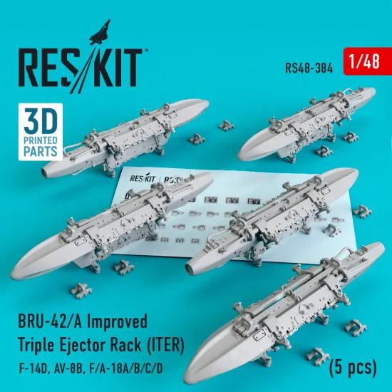 Reskit RS48-0384 - 1/48 BRU-42/A Improved Triple Ejector Rack (ITER) (5 pcs)