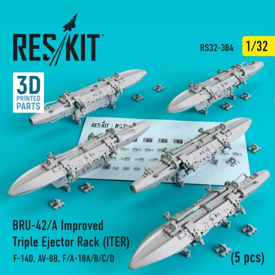 Reskit RS32-0384 - 1/32 BRU-42/A Improved Triple Ejector Rack (ITER) (5 pcs)