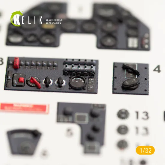 Kelik K32005 - 1/32 P-40M interior 3D decals for Trumpeter scale model kit