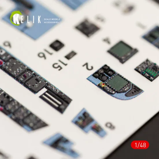 Kelik K48028 - 1/48 FA-18A Hornet interior 3D decals for Kinetic scale model