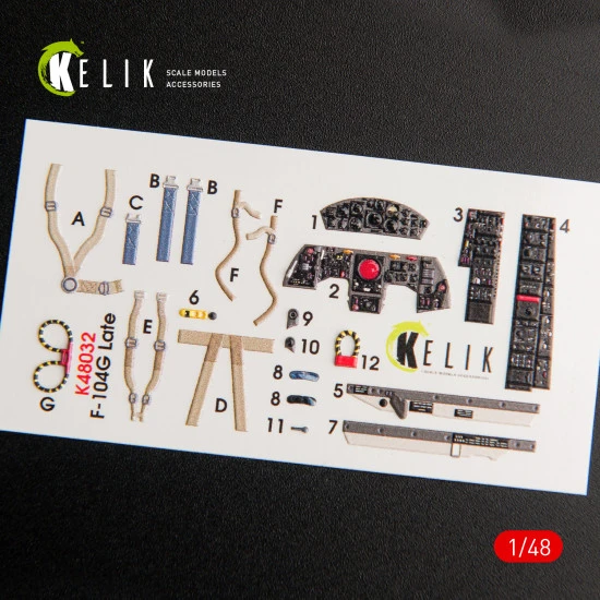 Kelik K48032 - 1/48 F-104G Starfighter late type interior 3D decals Hasegawa