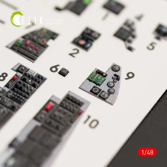 Kelik K48034 - 1/48 F-16C Fighting Falcon interior 3D decals for Kinetic kit