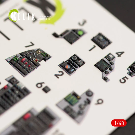 Kelik K48034 - 1/48 F-16C Fighting Falcon interior 3D decals for Kinetic kit
