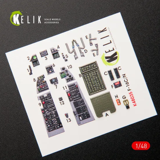 Kelik K48035 - 1/48 F-16CN Fighting Falcon interior 3D decals for Tamiya kit Kelik K48035 - 1/48 F-16CN Fighting Falcon interior 3D decals for Tamiya kit