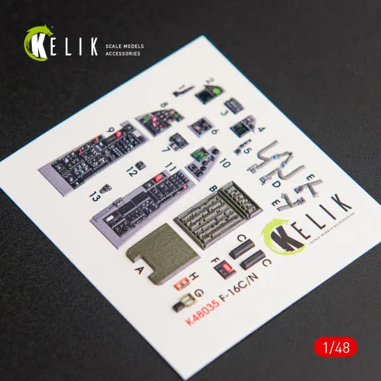 Kelik K48035 - 1/48 F-16CN Fighting Falcon interior 3D decals for Tamiya kit Kelik K48035 - 1/48 F-16CN Fighting Falcon interior 3D decals for Tamiya kit