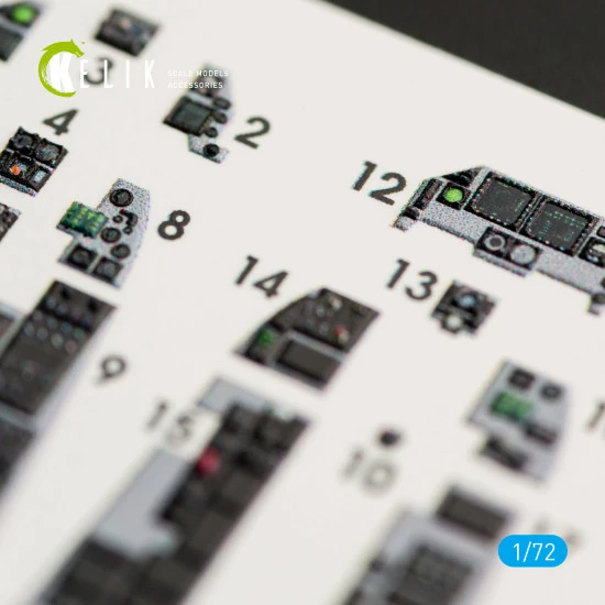 Kelik K72011 - 1/72 F-16D Fighting Falcon interior 3D decals for Kinetic kit