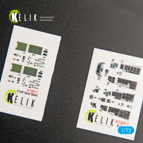 Kelik K72011 - 1/72 F-16D Fighting Falcon interior 3D decals for Kinetic kit