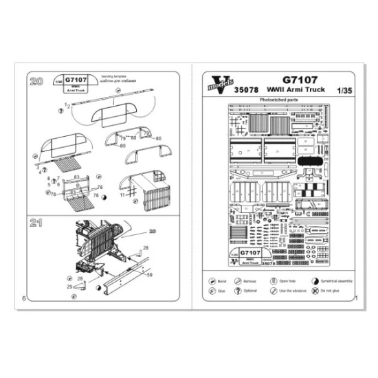 Vmodels 35078 - 1/35 G7107 World War 2 Army Truck, photo-etched board