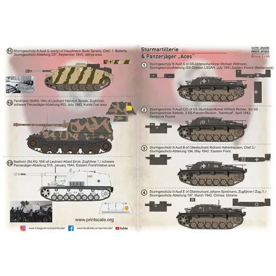 Print Scale 35-006 - 1/35 - Decal for Sturmartillerie and Panzerjager Acess