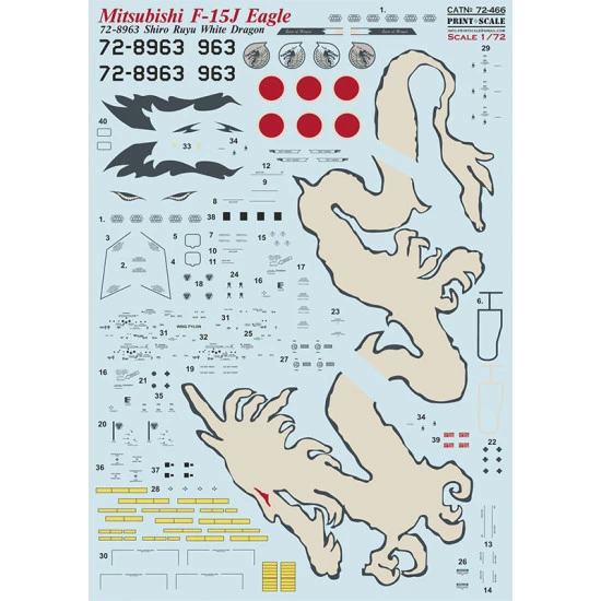 Print Scale 72-466 1/72 F-15 Mitsubishi F-15J Eagle White Dragon