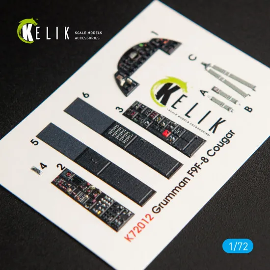 Kelik K72012 - 1/72 f9f-8 cougar interior 3d decals for hasegawa kit