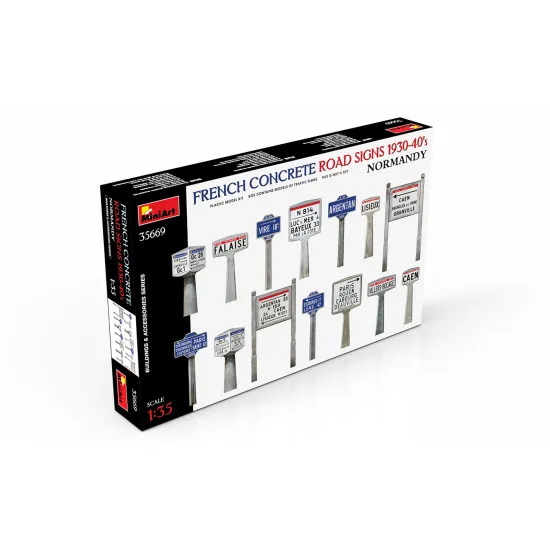 Miniart 35669 - 1/35 - FRENCH CONCRETE ROAD SIGNS 1930-40S. NORMANDY