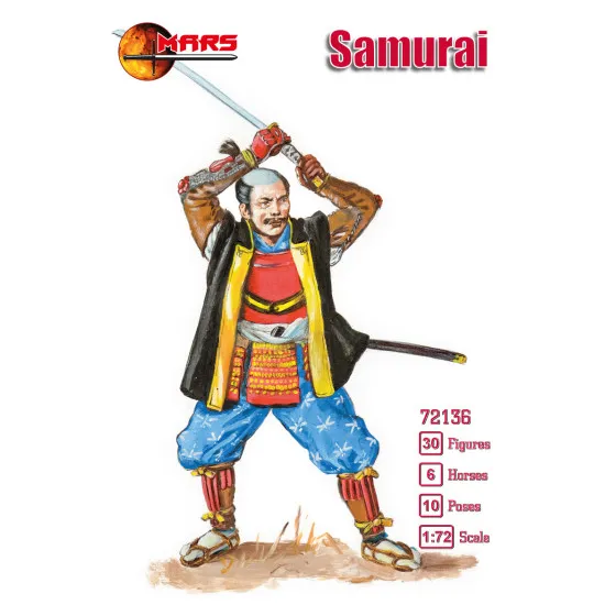 Mars Figures 72136 - 1/72 - Samurai 30 figures + 6 horses. Plastic model kit