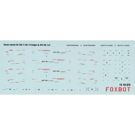 Foxbot 48-079 1/48 Decal Missile Kh-29L/T (AS-14 Kedge) and APU-58-1 Stencils