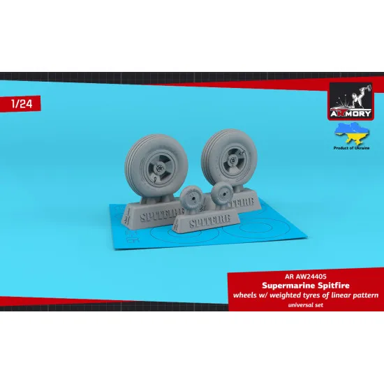 Armory AW24405 1/24 Supermarine Spitfire wheels w/ weighted tyres linear pattern