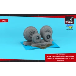 Armory AW32314 1/32 B-24 Liberator / PB4Y Privateer wheels w/ weighted tyres type 