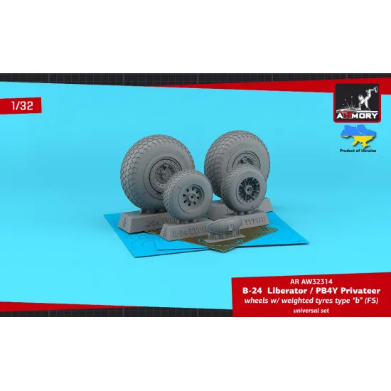 Armory AW32314 1/32 B-24 Liberator / PB4Y Privateer wheels w/ weighted tyres type 
