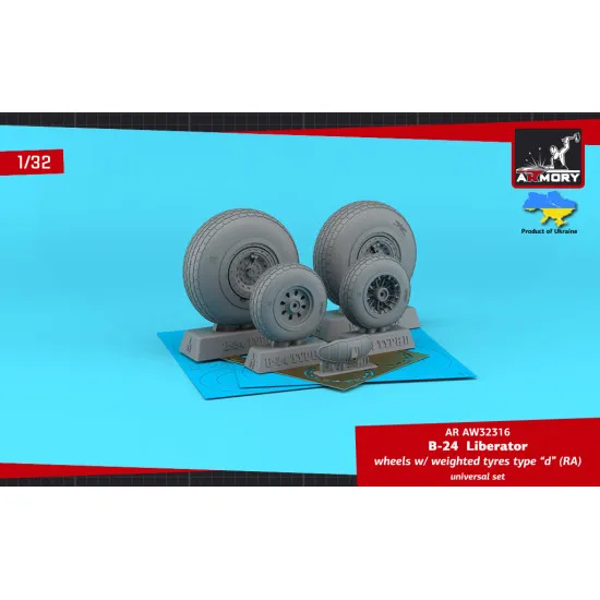 Armory AW32316 1/32 B-24 Liberator wheels w/ weighted tyres type 