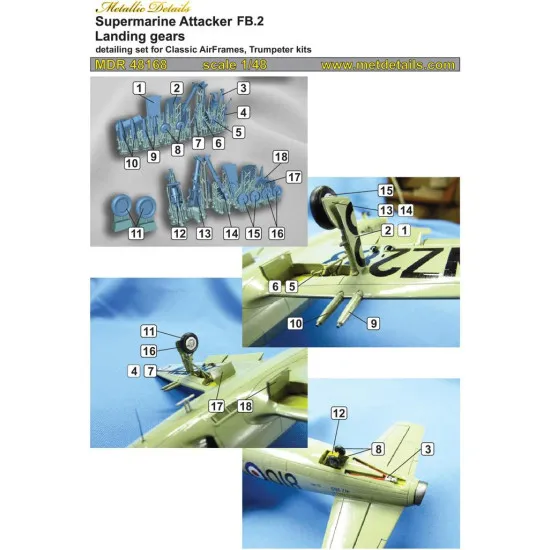 Metallic Details MDR48168 - 1/48 - Supermarine Attacker FB.2. Landing gears