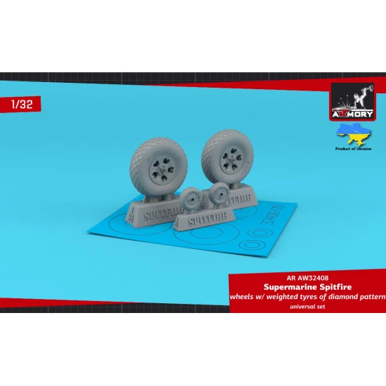 Armory AW32408 1/32 Supermarine Spitfire wheels weighted tyres diamond pattern